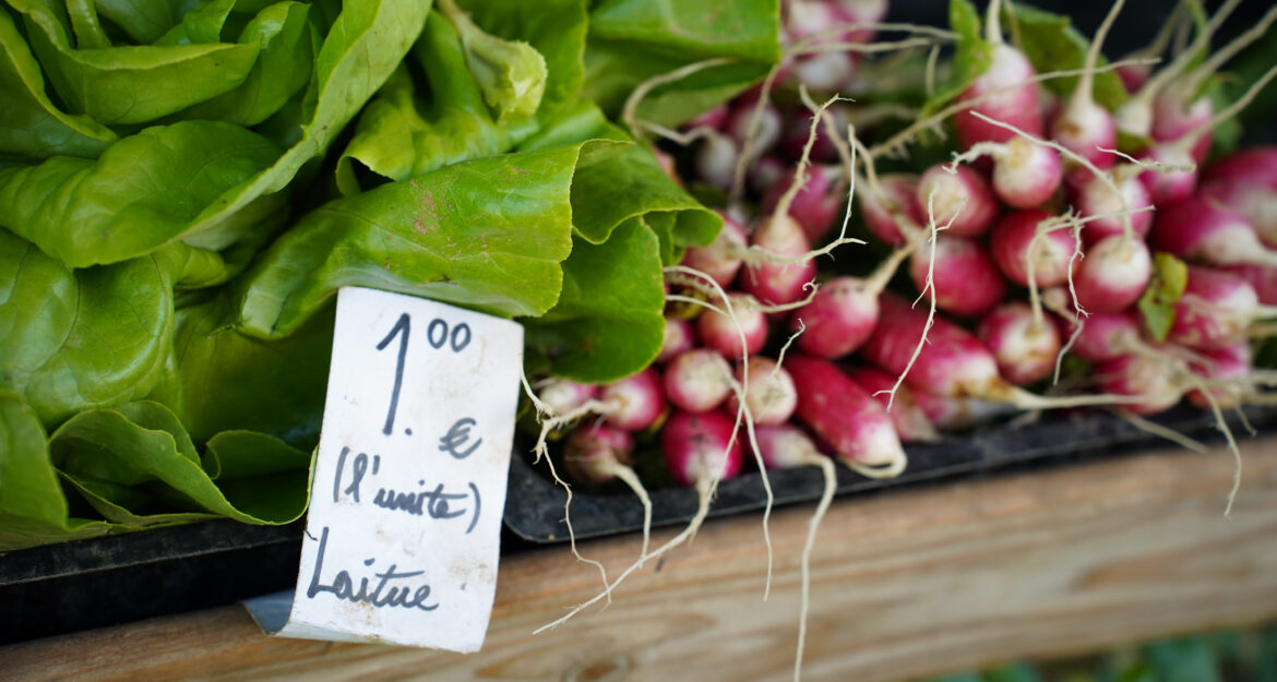 Des raids disposés sur l'étal d'un producteur local.